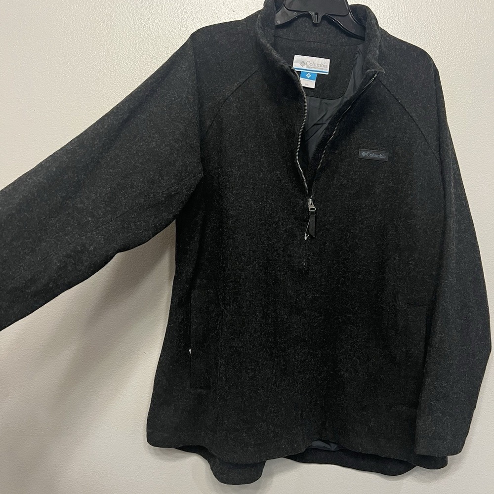 Columbia Sportswear Womens XL Charcoal Gray Wool Blend Full Zip Jacket Coat